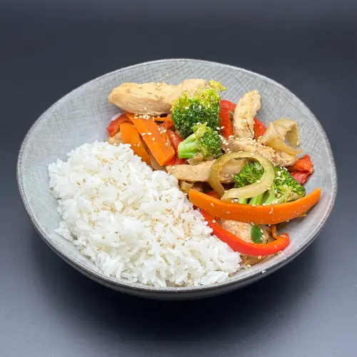 wok poulet legumes sesame